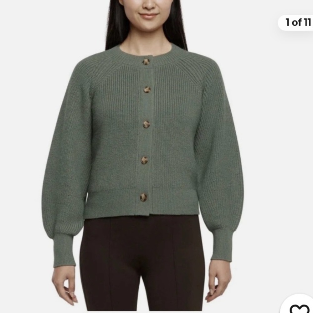 Banana Tepuluc Olive Green Button-Front Cotton blend Sweater Cardigan size Med